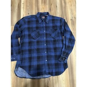 Dickies Vintage Blue Plaid Flannel Shirt Men's XL Cotton